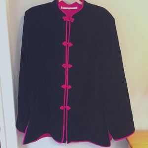 Gretchen Scott Mandarin Velvet Silky Jacket Sz XL